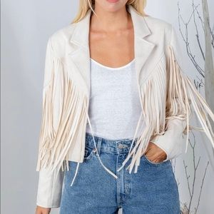 Ivory fringe suede jacket